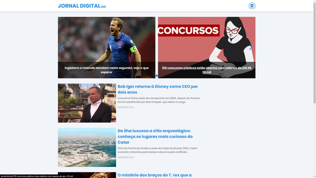 News website developed in 2021, featuring an interactive dashboard.