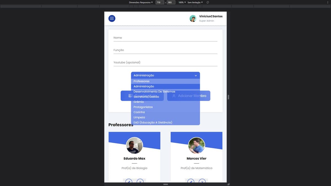 Mobile version of the ETE control dashboard.